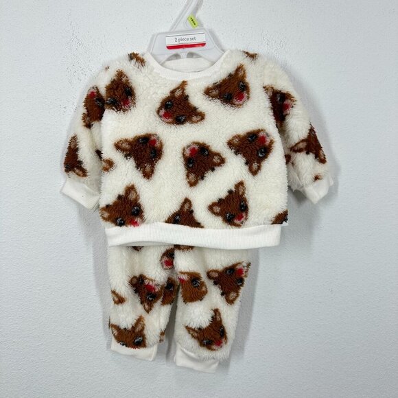 Rudolph The Red Nose Reindeer Fleece Baby Outfit Gift Set Holiday Christmas NWT - Picture 1 of 5